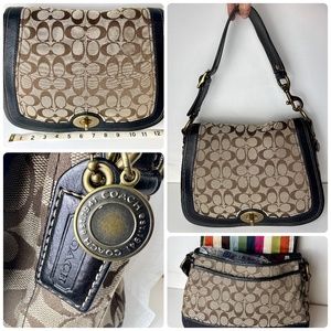 COACH 2007 vintage VACHETTA Legacy Signature Jacquard Flap Shoulder Bag RARE